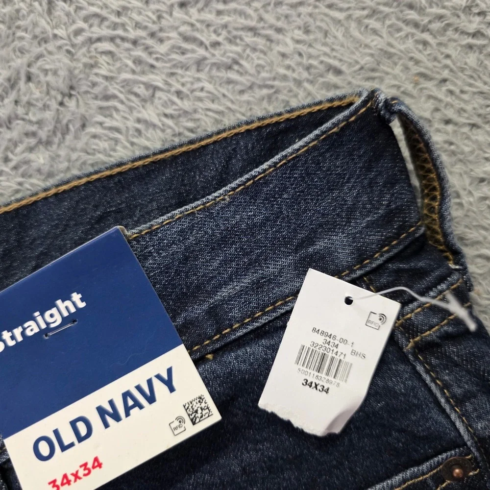 Old Navy Mens 34x34 Straight Jeans Dark Wash Built-In Flex Denim